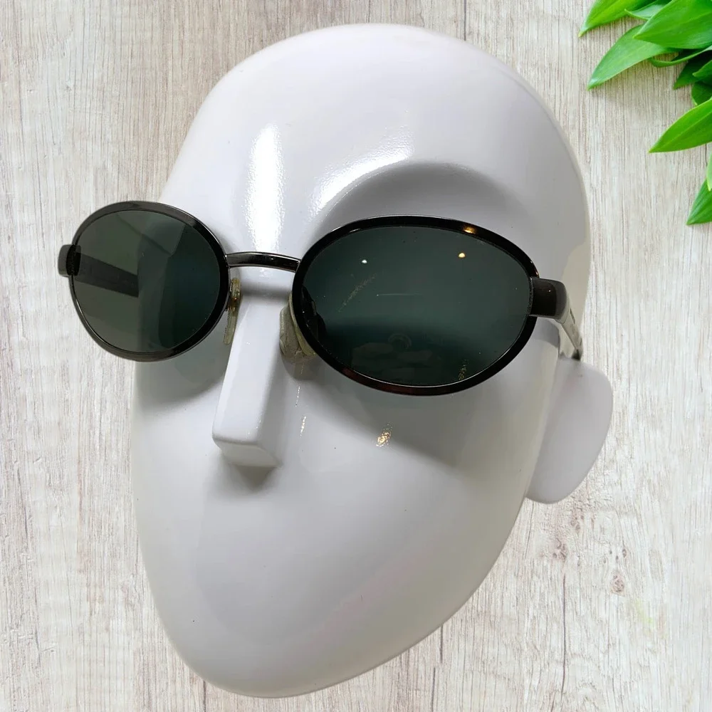Brooks Brothers BB 199-S Sunglasses Matte Silver Black Oval Italy 1081/48 135